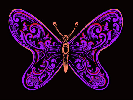 beautiful butterfly vector design for elements, color editableのイラスト素材