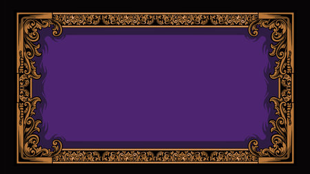 Decorative vintage frames and borders,Gold photo frame with corner Thailand line floral for picture, Vector design decoration pattern style. border design is pattern Thai art styleのイラスト素材