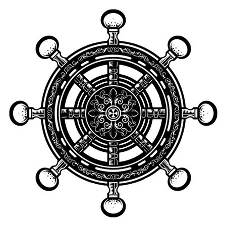 Vintage ornament ship rudderのイラスト素材