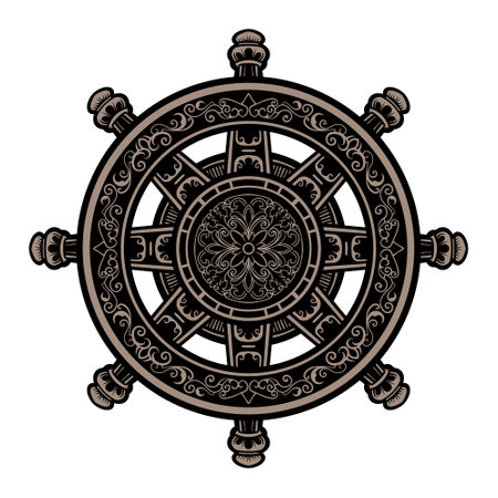 Vintage ornament ship rudderのイラスト素材
