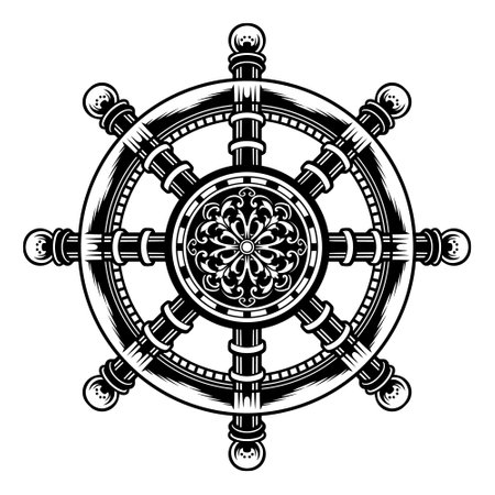 Vintage ornament ship rudderのイラスト素材