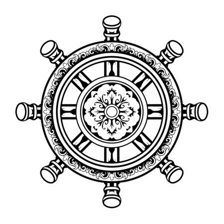 Vintage ornament ship rudderのイラスト素材