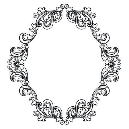 Elegant oval frame with decorative ornament. Vector clip art.のイラスト素材
