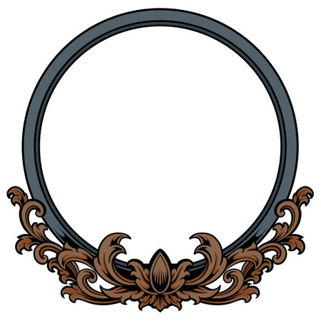 Elegant oval frame with decorative ornament. Vector clip art.のイラスト素材