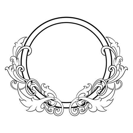 Elegant oval frame with decorative ornament. Vector clip art.のイラスト素材