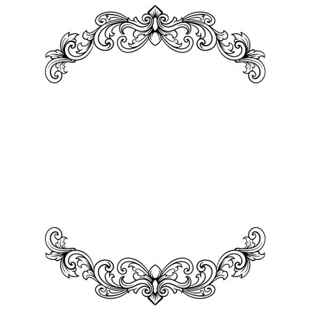 Vintage baroque ornament. Decorative element filigree calligraphy vector. You can use for wedding decoration of greeting card and laser cutting.のイラスト素材