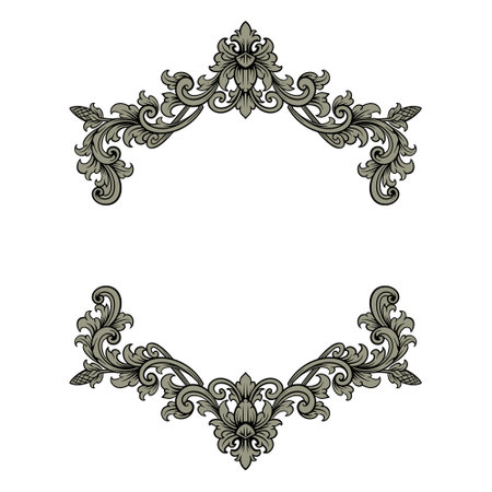 Vintage baroque ornament. Decorative element filigree calligraphy vector. You can use for wedding decoration of greeting card and laser cutting.のイラスト素材