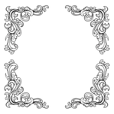Vintage baroque ornament. Decorative element filigree calligraphy vector. You can use for wedding decoration of greeting card and laser cutting.のイラスト素材