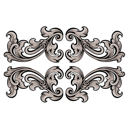 Vintage baroque ornament. Decorative element filigree calligraphy vector. You can use for wedding decoration of greeting card and laser cutting.のイラスト素材