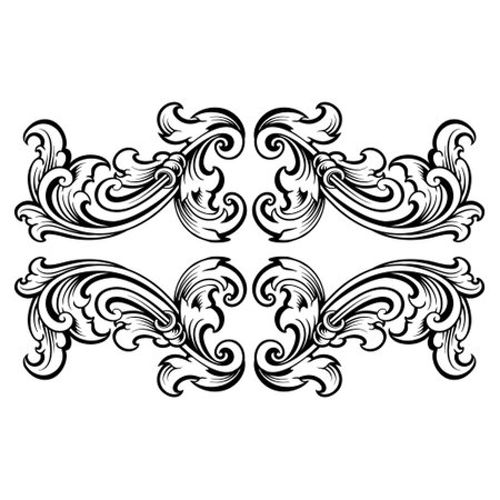 Vintage baroque ornament. Decorative element filigree calligraphy vector. You can use for wedding decoration of greeting card and laser cutting.のイラスト素材