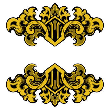 Vintage baroque ornament. Decorative element filigree calligraphy vector. You can use for wedding decoration of greeting card and laser cutting.のイラスト素材