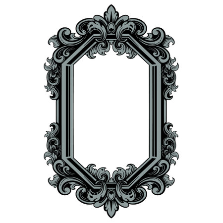 Classic frame with ornament decor isolated on white background. Digital illustration.のイラスト素材