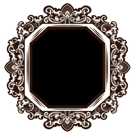 Classic frame with ornament decor isolated on white background. Digital illustration.のイラスト素材