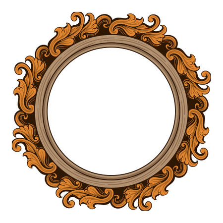 Classic frame with ornament decor isolated on white background. Digital illustration.のイラスト素材