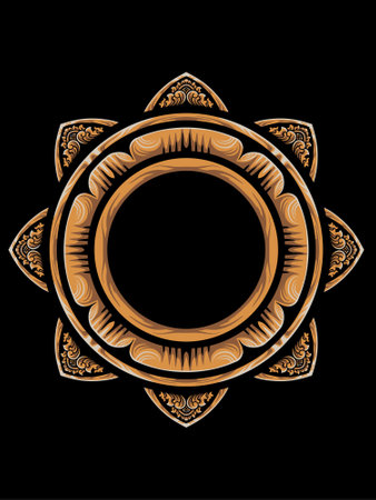 Oriental round frame with floral ornaments. Vector illustration.のイラスト素材