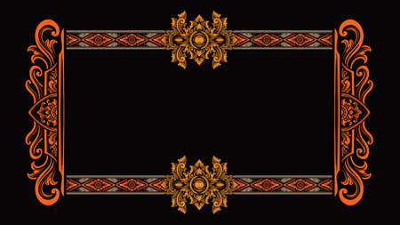 Vintage baroque frame on black background. Vector illustration.のイラスト素材