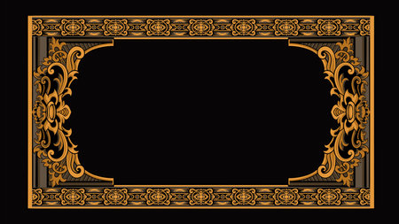 Vintage baroque frame on black background. Vector illustration.のイラスト素材