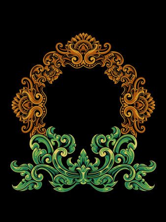 Illustration of vintage baroque frame with floral ornament useful as a backgroundのイラスト素材