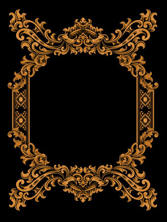 Classical baroque  of vintage element for design. Decorative design element filigree calligraphy vector. You can use for wedding decoration of greeting card and laser cutting.のイラスト素材