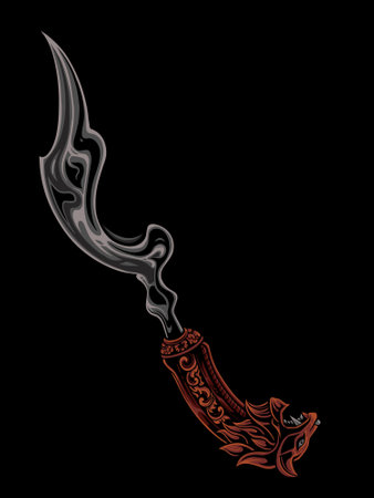 Illustration of a dagger with a blade on a black background.のイラスト素材