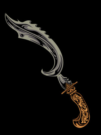 Illustration of a dagger with a blade on a black background.のイラスト素材