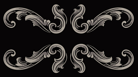 Classical baroque vector set of elements for design. Decorative design element filigree calligraphy vector. You can use for wedding decoration of greeting card and laser cutting.のイラスト素材