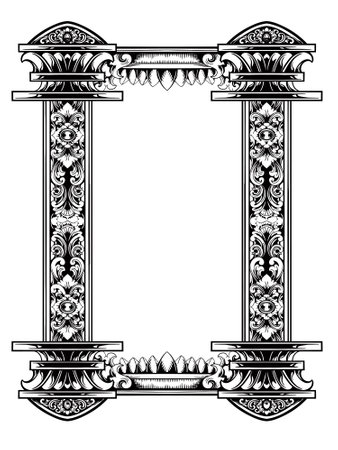 Victorian Style Antique Frame Isolated On White, Vector Illustrationのイラスト素材