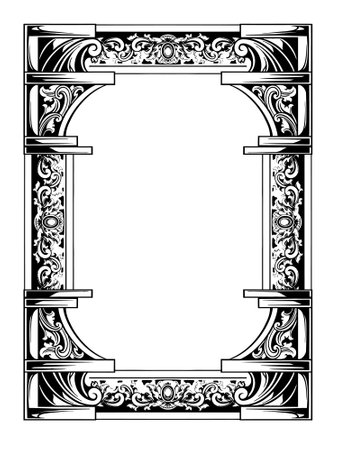 Luxury Ornamental Frame, vintage line drawing or engraving illustration.のイラスト素材