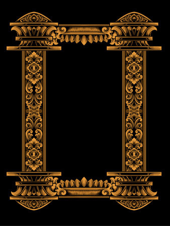Vintage decorative frame on a black background. Vector illustration for your designのイラスト素材