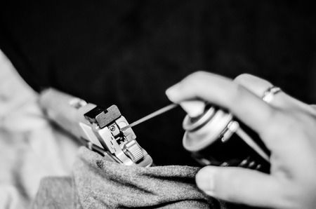 Gun cleaning.Do not focus on objects.Monochrome tone.の写真素材