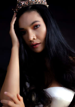 Beautiful and sexy women don't wear clothes.photos of nude female art.Do not focus on objects.Blurred image for background use.の写真素材