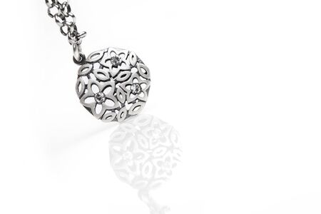 Silver jewelery over backgroundの写真素材