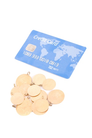 The Turkish gold coins with a credit card  の写真素材