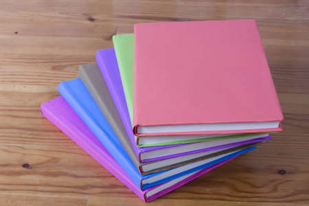 Stack of colorful real booksの写真素材