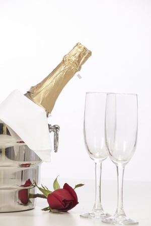 Romantic still life with champagneの写真素材