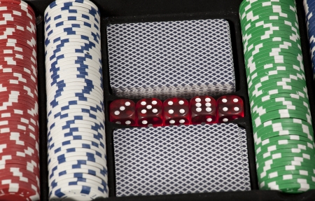 poker chips and cards in a briefcaseのeditorial素材