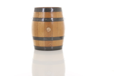 wood barrel with steel ring 