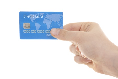 hand with credit card over white backgroundの写真素材