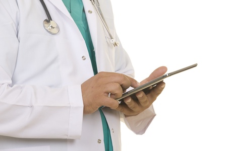 Doctor working on a digital tablet