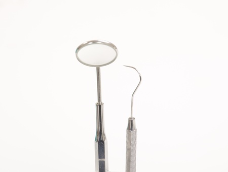 Set of metal medical equipment tools for teeth dental careの写真素材