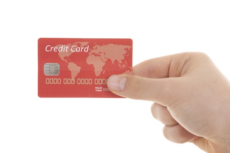 hand with credit card over white backgroundの写真素材