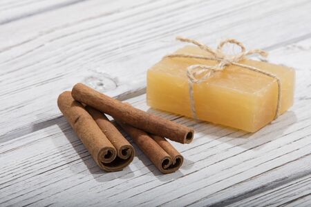handmade soap with cinnamonの写真素材