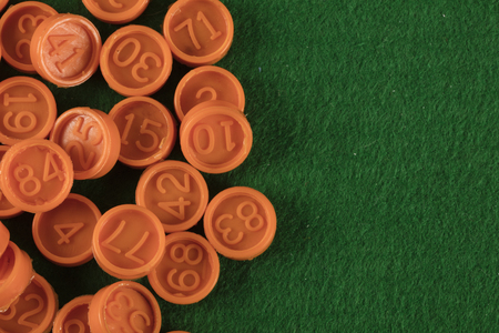 lotto bingo tombala gambling game entertainment on green backgroundの写真素材