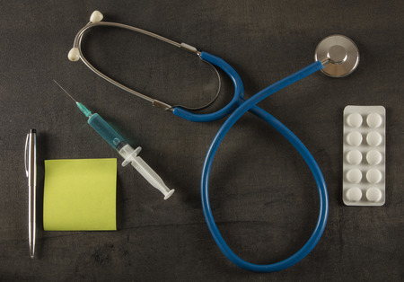 medical concept.top view of stethoscope . flat lay の写真素材