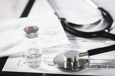 White background doctor office with stethoscopeの写真素材