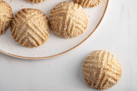 A plate of special and traditional cookie named kombe. Its very famous in Hatay, Turkey. High...