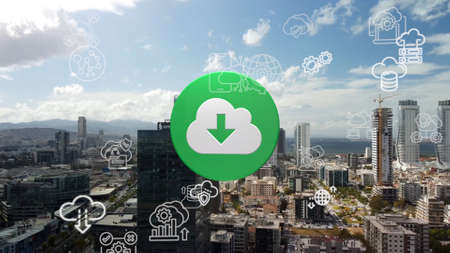Cloud computing concept. Communication network. High quality photo