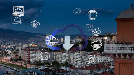 Cloud computing concept. Communication network. High quality photo