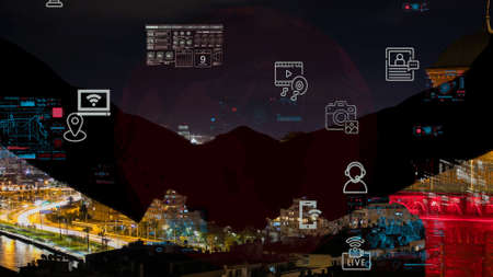 Connection of business concept. Business and technology. Shaking hands. High quality photoの写真素材