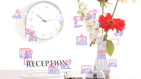 reception hotel bell on white background. High quality photoの写真素材